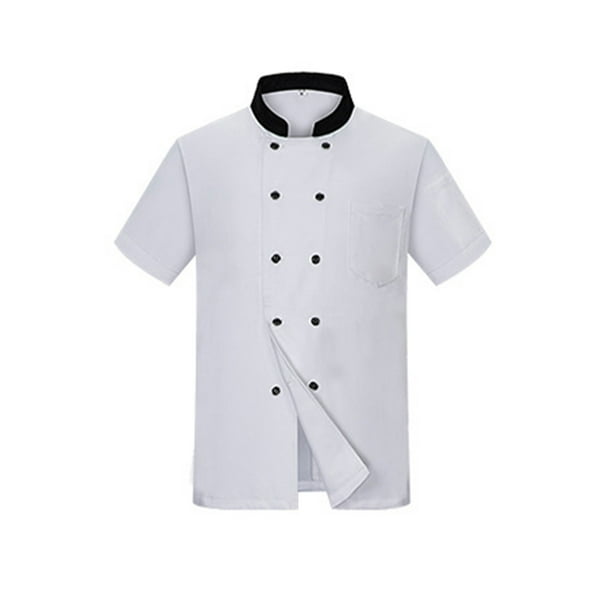 Minnieouse Uniforme de Chef de manga corta para hombres y mujeres, uniforme de catering de alimentos, accesorio de panadería fino transpirable, ropa de Camisetas Blanco METRO Minnieouse AP011141-01