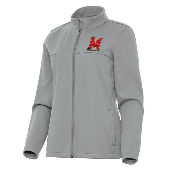 Women's Antigua Gray Maryland Terrapins Links 2 Golf Full-Zip Jacket