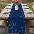 thumbnail image 4 of Navy Blue Flowers Table Runner - 120 Inch Long Rustic Abstract Floral Simple Art Cotton and Linen Blended Dress Scarves Farmhouse Table Runner for Kitchen Dining, Coffee Table, 13" x 120", 4 of 8