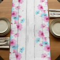 thumbnail image 5 of Table Runners 70 Inches Long Dress Scarves, Blue Pink Flowers Farmhouse Coffee/Dining/Kitchen Table Decor, Holiday Table Runner, Spring Garden Floral Gray Wooden 13x70 Inch, 5 of 9