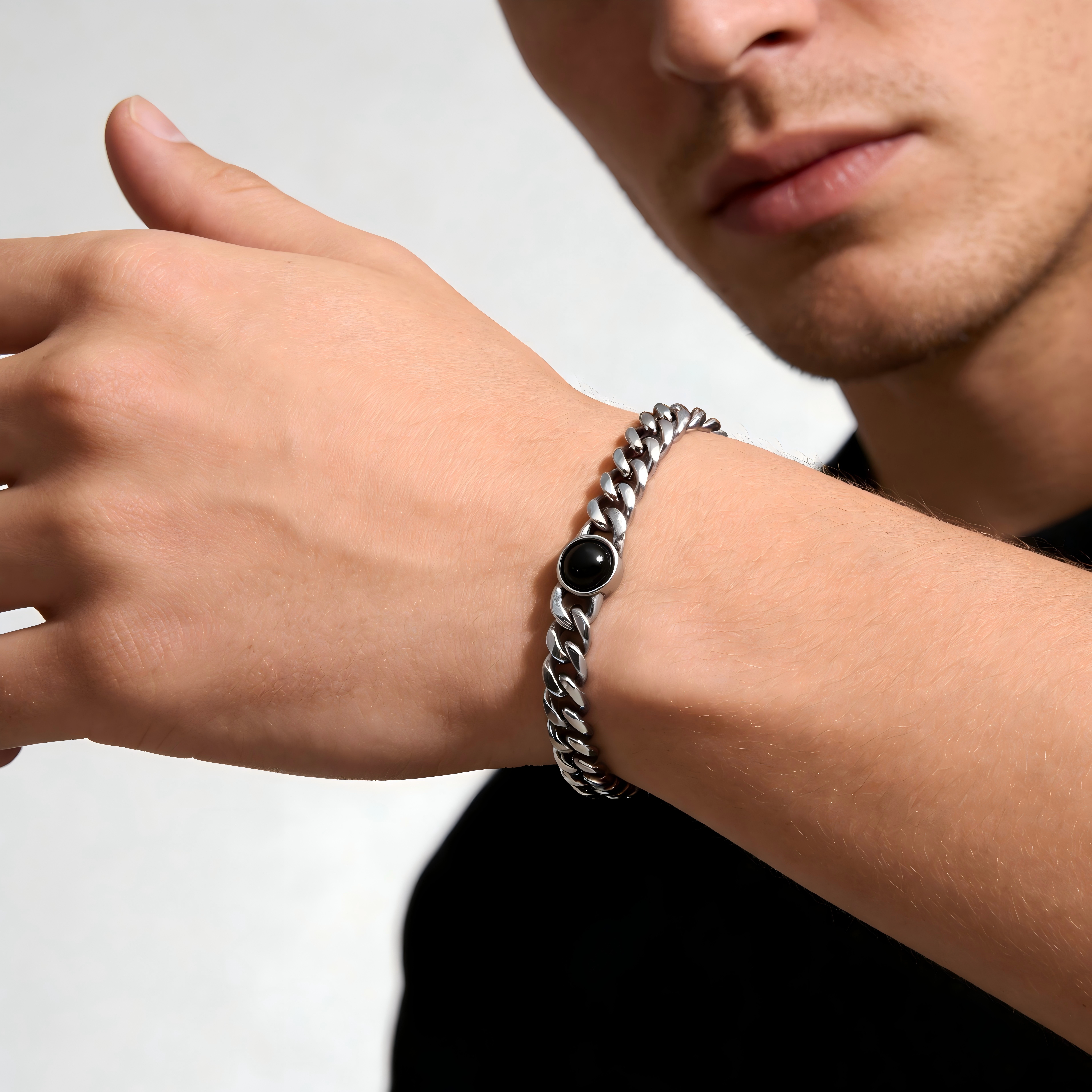 Iron Saints Men's Black Onyx Cuban Link Bracelet photo 4