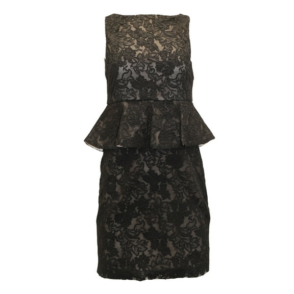 Pre-Owned Alice   Olivia Josephine Lace Peplum Dress in Black Polyester