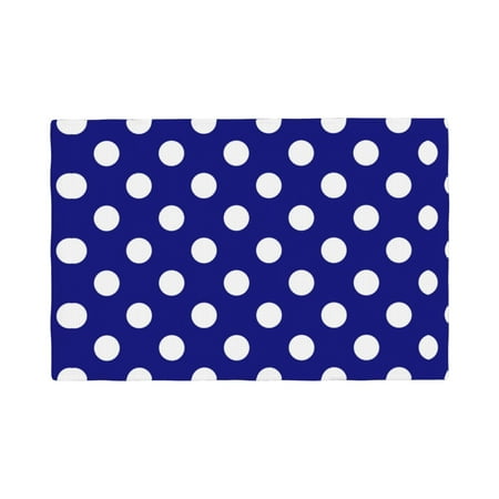 

Table Placemats Set of 6 - Navy And White Polka Dot 12x18 In Faux Linen Double Heat Resistant Place Mats Cloth Indoor/Outdoor Placemats Washable Table Mats for Dining Kitchen Party