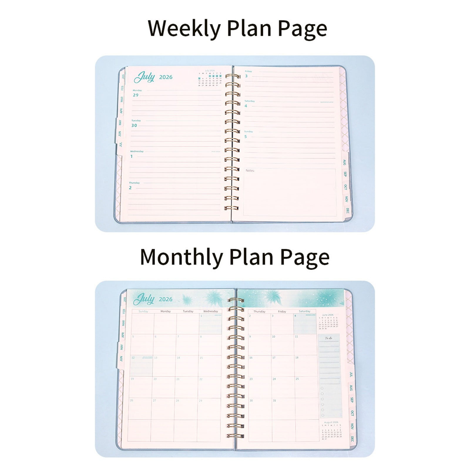 PPKVUFD Daily Planner 2026, Weekly and Monthly Planner, 6.1" x 8.5", for Women, Men, Hardcover