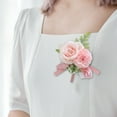 thumbnail image 6 of Nrmrqz Bridal Groom Corsage Brooch Pin | Artificial Rose Flower Breastpin | Multicolor Handcrafted Wedding Boutonniere | Party Prom Suit Dress Accessory | 15x12x3cm | 1 Piece, 6 of 6