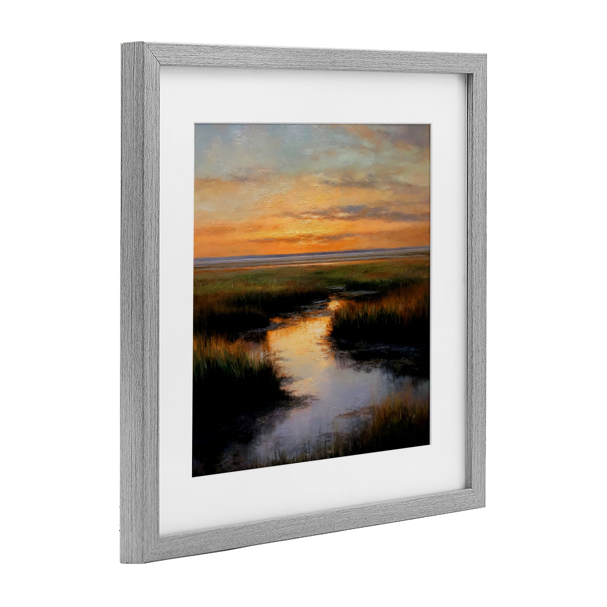 Stupell Industries Warm Marshland Sunset Gray Framed Print Under Glass, design by Petal Prints Design