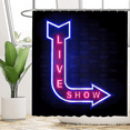 thumbnail image 4 of Funny Shower Curtain for Bathroom, Fun Neon Signs Live Show Fabric Shower Curtains Set, Cool Design Restroom Decor Accessories Hooks Included 70X70inches, 4 of 6