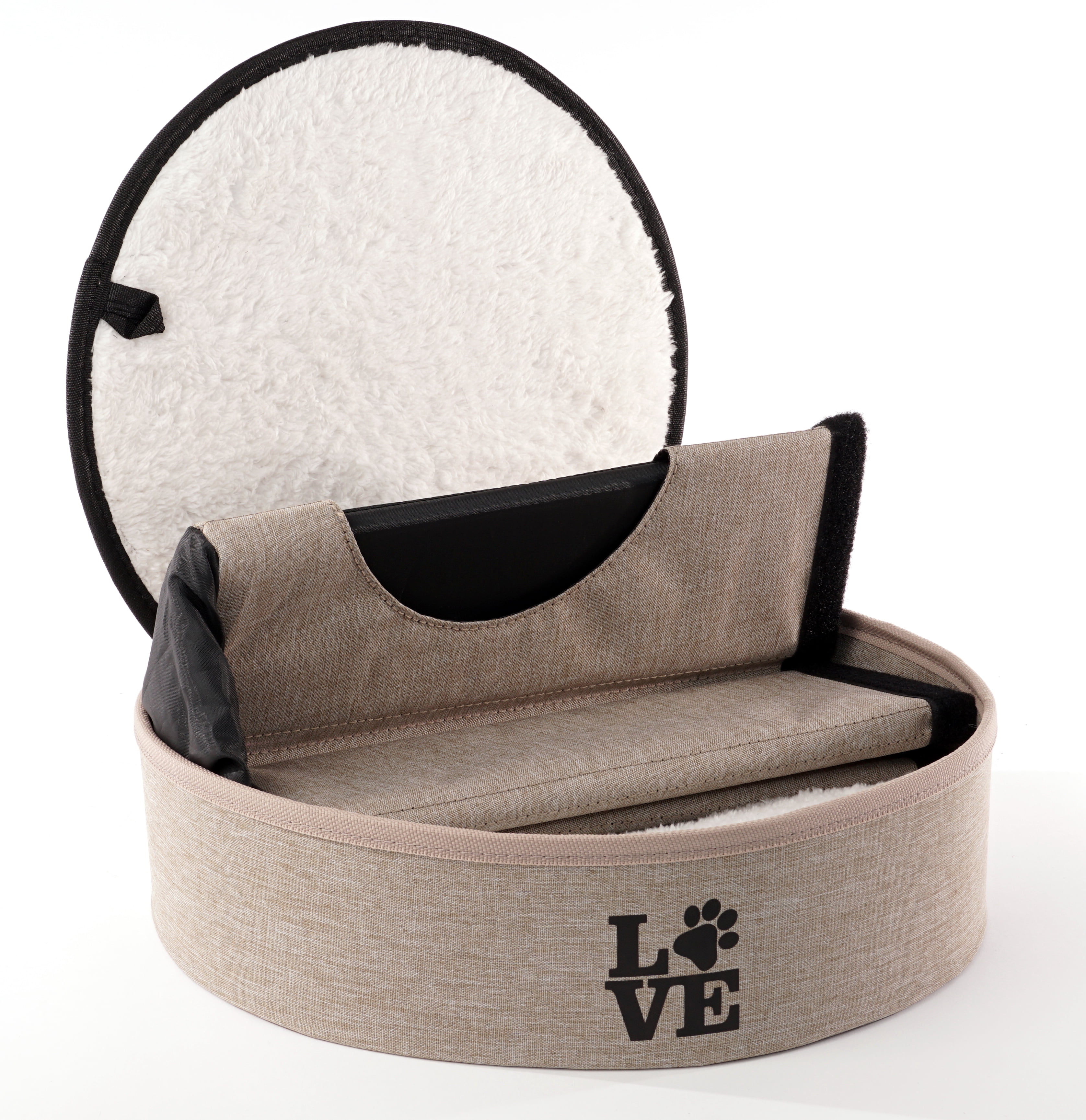 Precious Tails Round 2-Tier Collapsible Pet Cat Cave Bed