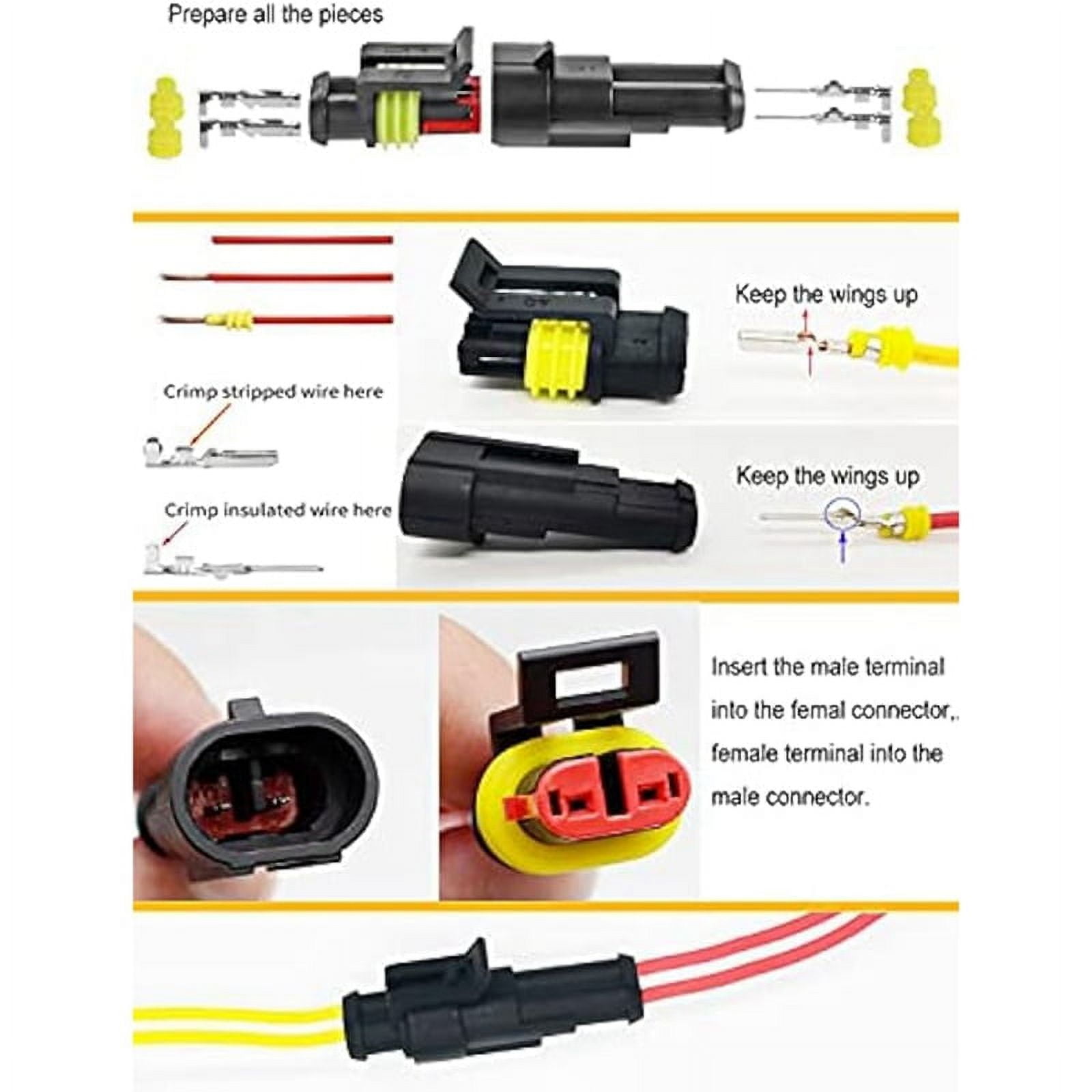 800Pcs Automotive Electrical Connectors Automotive Electrical Wire Connectors Plug Kit 1/2/3/4/5/6 Pin Connectors