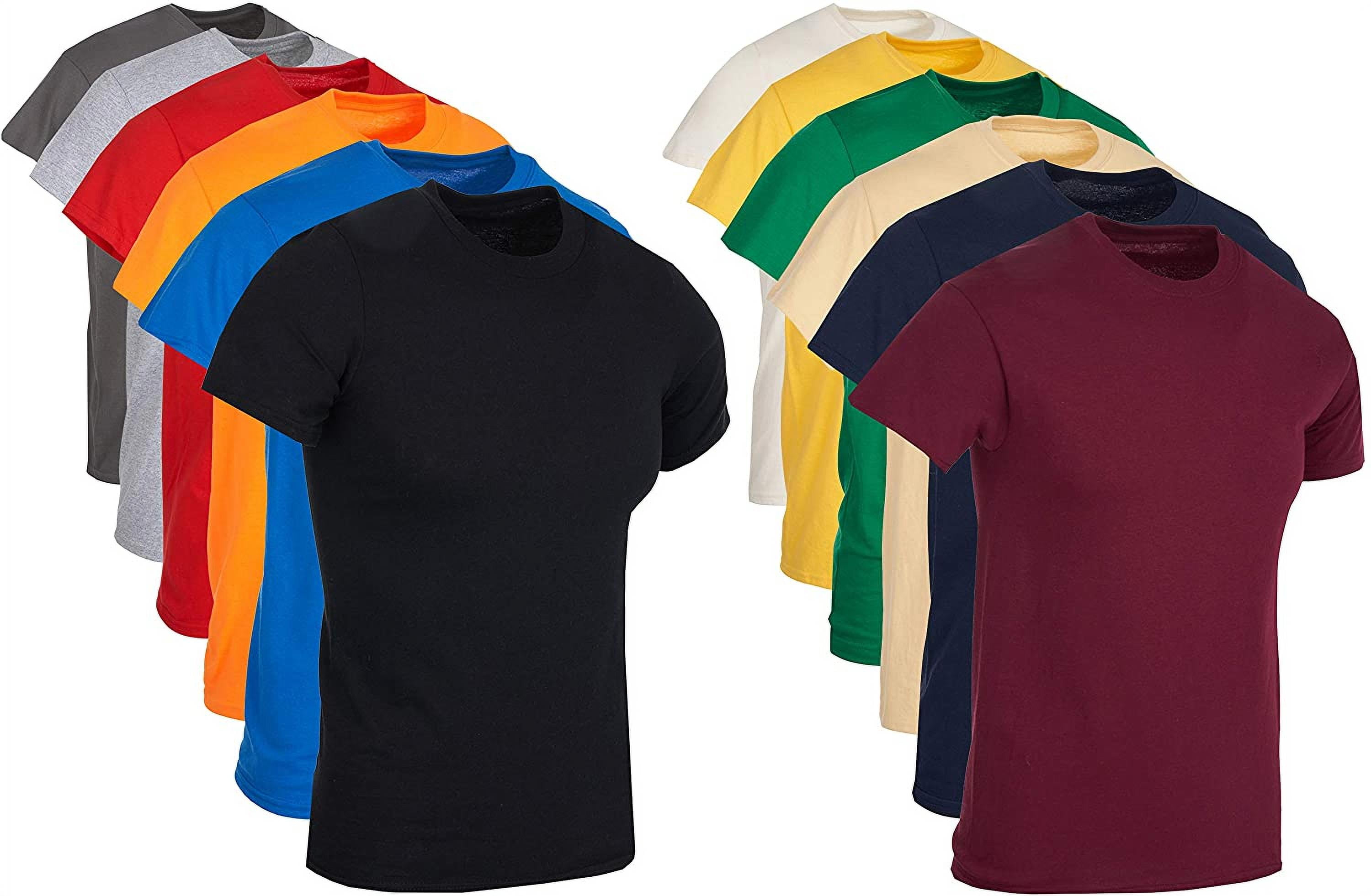 Anklage Kritisk lobby Men's Cotton Crew Neck Short Sleeve T-Shirts, Bulk Tshirt Color Mix -  Walmart.com