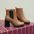 thumbnail image 3 of Hawkwell Women's Platform Side Zipper Chelsea Boots Chunky High Heel Square Toe Ankle Booties, 3 of 5