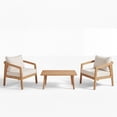 thumbnail image 3 of Christopher Knight Home 3-Piece Outdoor Patio Chat Set, Natural Acacia Wood Frame with Beige Cushions, 3 of 15