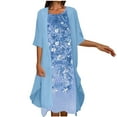 thumbnail image 2 of FcBaudy Robe Sans Manches Col Rond, Robes d'Été pour Femmes, Robes Mode Femmes Décontractées Col Rond Robe Sans Manches Manteau Uni Ensemble Deux Pièces Dames Jupes Rebondissantes sur Tous les Côtés, 2 of 6