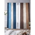 thumbnail image 3 of Blue Brown Farmhouse Semi Sheer Window Curtains 96 Inches Long, Vintage Retro Wooden Rod Pocket Voile Silky Chiffon Curtain Light Filtering Drapes for Living Room, Kitchen, Bedroom, 52"x96", 2 Panels, 3 of 9
