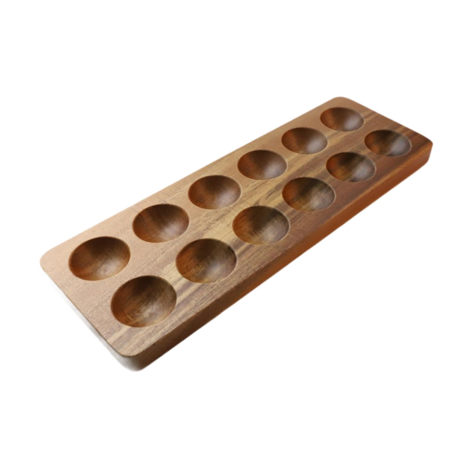 Egg Holder Wooden Tray Organizer with Sturdy Wood Construction for Kitchen Countertop and Refrigerator Use