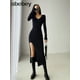 thumbnail image 2 of spring and winter sexy French slit sweater dress female slim tight-fitting hip-knit over-the-knee dressesS Gao Jinjia LED, 2 of 2