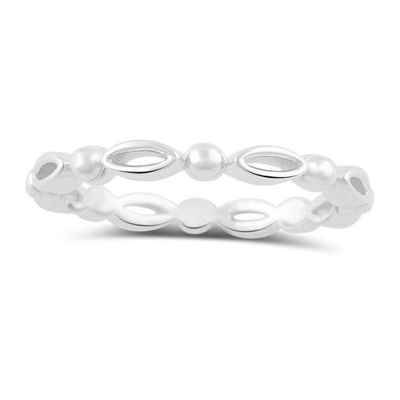 Sterling Silver Stackable Bead Bar Eternity Ring for Women and Teens - Size 4