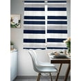 thumbnail image 3 of Navy Blue White Striped Semi Sheer Window Curtains 63 Inches Long, Grey Farmhouse Stripe Abstract Art Rod Pocket Voile Silky Chiffon Curtain Light Filtering Drapes for Living Room, 52"x63", 2 Panels, 3 of 9