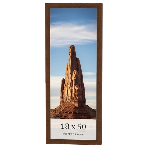 18x50 Brown Real Wood Picture Frame Width 1.25 inches | Interior Frame Depth 0.5 inches | Galvin
