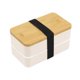 thumbnail image 2 of Recipiente Doble Capa Caja Bento Compartimentos con Tapa Bambú y Cubiertos Portátil PP Elegante Adecuada para Oficina Hogar Viajes Picnic Blanco, 2 of 9