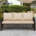 thumbnail image 2 of Homrest Wicker Patio Furniture 3-seat Sofa，Outdoor Seating Couch with Cushions, All-Weather Patio Couch for Porch, Poolside, Garden, Deck(Khaki), 2 of 8