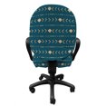 thumbnail image 3 of Ethnic Office Chair Slipcover, Tribal Inspired Direction Pointers and Rhombus Like Motifs Ethnic Feels, Protective Stretch Decorative Fabric Cover, Standard Size, Dark Teal and Almond, by Ambesonne, 3 of 5