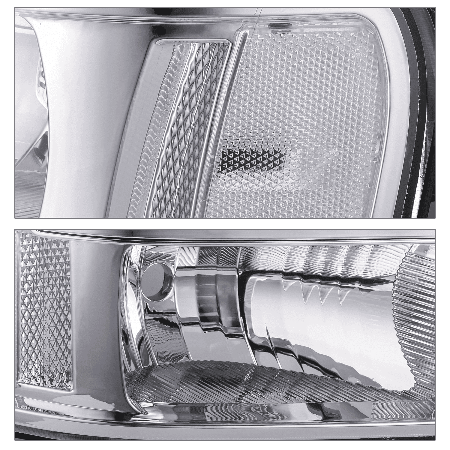 M-AUTO Headlamps Assembly Headlamps Replacement for 2007-2014 GMC Sierra Truck, Chrome Housing Clear Lens Clear Corner