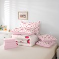 thumbnail image 6 of Manfei Pink Bowknot 7-Piece King Bedding,Cute Cherry Pattern King Bed in a Bag,Pink Reversible, 6 of 7