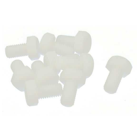 10 Pcs Hex Head Cap Nylon Plastic Hexagonal Screw Thread Right Hand M8 x 15mm