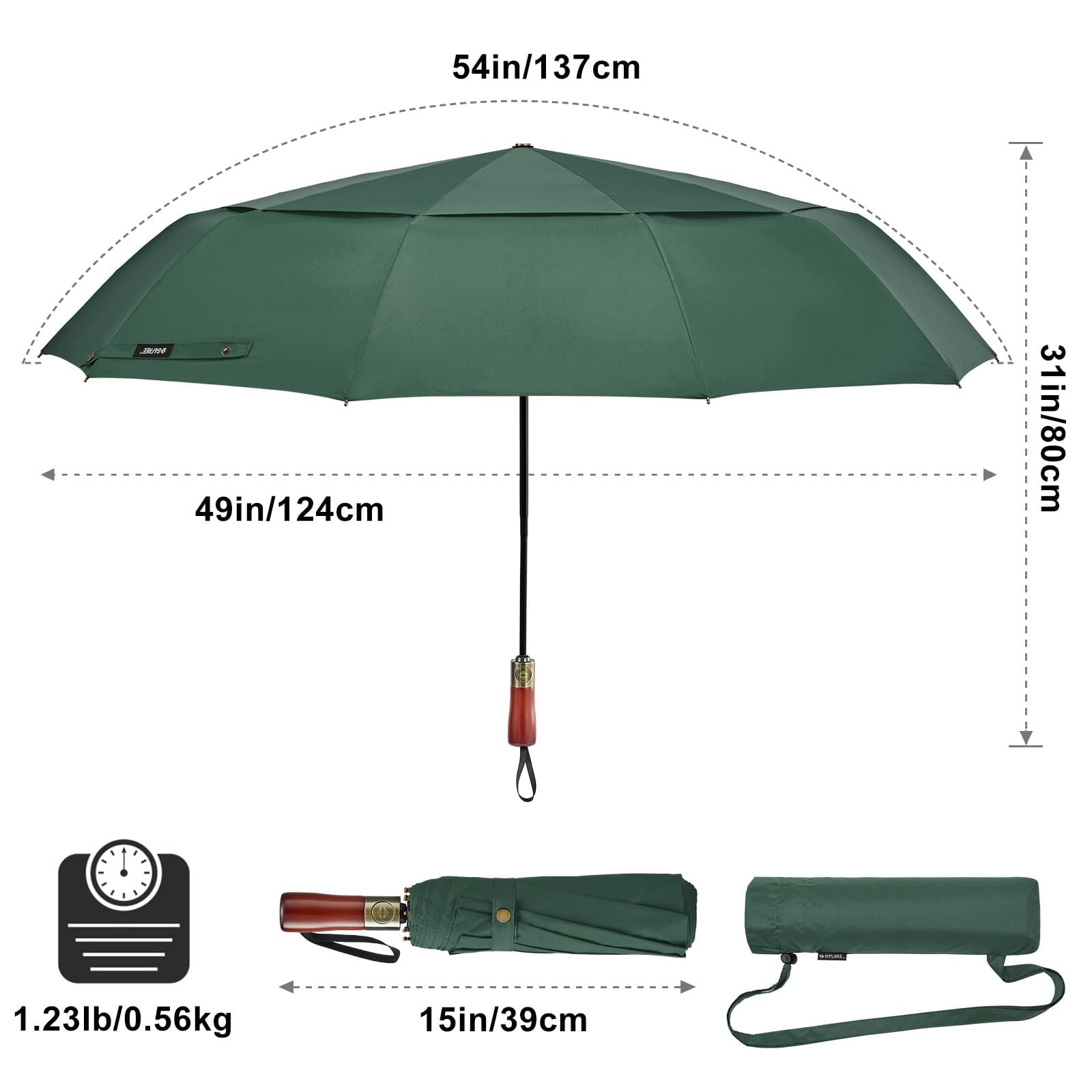 G4Free 54" Large Compact Windproof Golf Umbrella | Auto Open/Close Folding Travel | Reinforced 10-Frame Vented Double Canopy for Men & Women