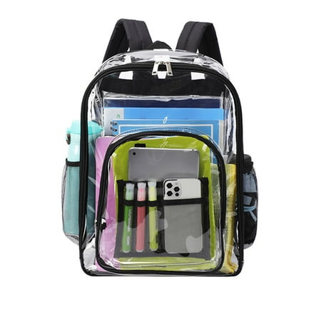 

OOKWE Clear School Backpack Large PVC See Through Bookbag Transparent Casual Daypacks