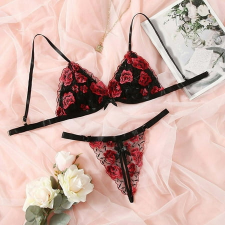 

Leesechin Underwear for Women Clearance Sexy Plus Size Lingerie Lace Bowknot Embroidery Perspective Temptation Babydoll Panties Underpants Sleepwear Suit