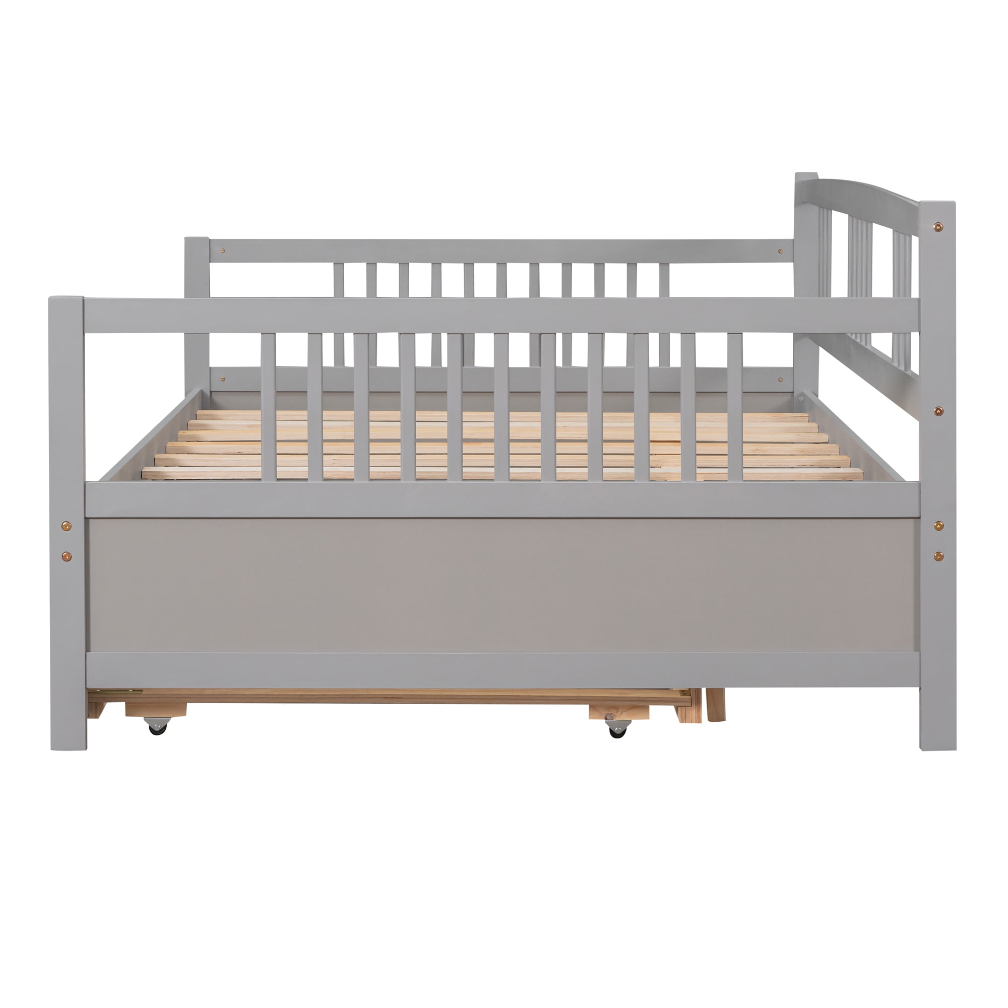 Sailvan Full Size Daybed Wood Bed with Twin Size Trundle
