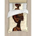 thumbnail image 3 of African Woman Duvet Cover Set King Size, Hand Drawn Ethnic Illustration Profile Portrait Tribal Ornaments Folk Art, Decorative 3 Piece Bedding Set with 2 Pillow Shams, Multicolor, by Ambesonne, 3 of 3