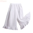 thumbnail image 2 of LYHaoo Girls' Solid Color Lace Wide Leg Pants Long Pants for Girls(White), 2 of 7