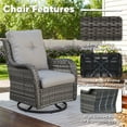 thumbnail image 5 of PARKWELL Patio Swivel Glider Chairs Set of 2,Outdoor All-Weather Rattan Wicker Swivel Rocking Lounge Chair with Cushions for Backyard Porch Pool,Gray/Gray, 5 of 9