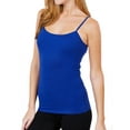 thumbnail image 3 of Juniors Solid Plain Adjustable Spaghetti Strap Layering Cropped Camisole Tank Top (Royalty, S), 3 of 4