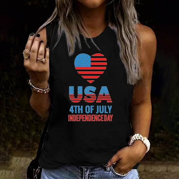 Independence Day POROPL Womens Graphic T Shirts , T Shirts for Women Crew Neck Sleeveless Tops