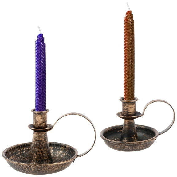 2Pcs Candle Holder Iron Taper Candle Stand with Curved Handle Black Retro Candlestick Holders Decorative Candlelight Stand Rustproof Candlestick Holders for Home Wedding Party