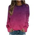 thumbnail image 2 of Craaazy Warm Plush Winter Pullover Women's Fashionable Printed Round Neck Long Sleeved Pullover Off Shoulder Tops Gifts For Women, 2 of 5