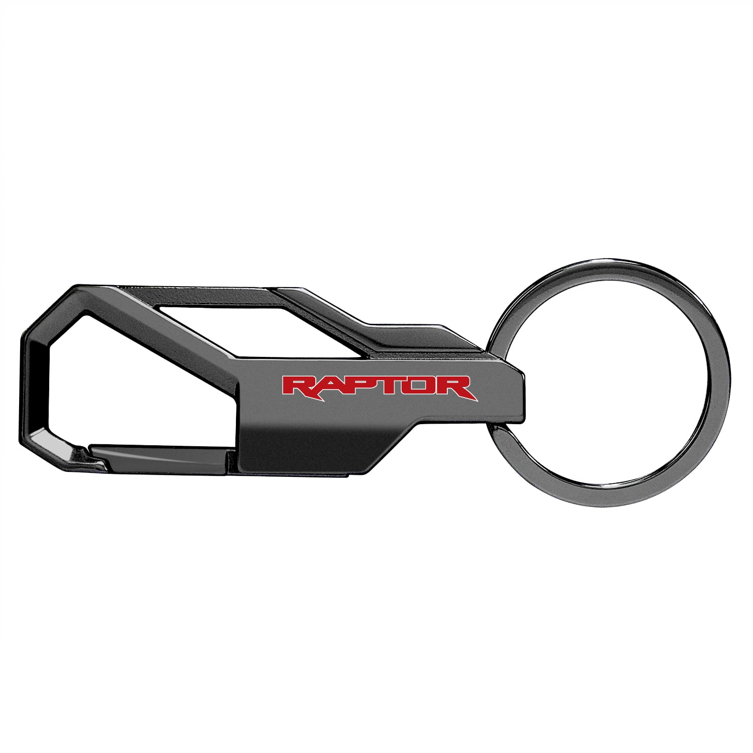 iPick Image for Ford F-150 Raptor in Red Gunmetal Black Carabiner-style Snap Hook Metal Key Chain, Official Licensed
