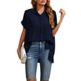 thumbnail image 3 of SAYOO , camisetas de manga corta para mujer, Color sólido/estampado, verano, cuello en V, blusas casuales sueltas, blusa, ropa de calle SAYOO Moda, 3 of 9