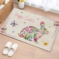 thumbnail image 2 of Rectangle Area Rug 2x3ft, Easter Rabbit Flower Retro Linen Non-Slip Non-Shedding Floor Mat, Spring Flower Fallen Leaf Washable Sturdy Carpet for Living Room Bedroom Home Decor, 2 of 9