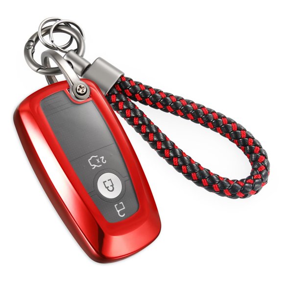 Key Fob Cover Compatible with Ford Fusion Bronco F-150 F-250 F-350 F-450 F-550 Ranger Figo Keychain Case Holder Protector,gold-black