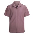 thumbnail image 4 of DPTALR Men's Solid Color Beach Turndown Collar Button Short Sleeve Loose Casual Shirt,Pink,Big and Tall Men L, 4 of 6
