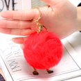 thumbnail image 2 of Soft Artificial Fur (Red) Rabbit Keychain Pompom Ball Fluffy Keychain Suitcase Backpacks Accessories Charm for Women Girls, 2 of 5