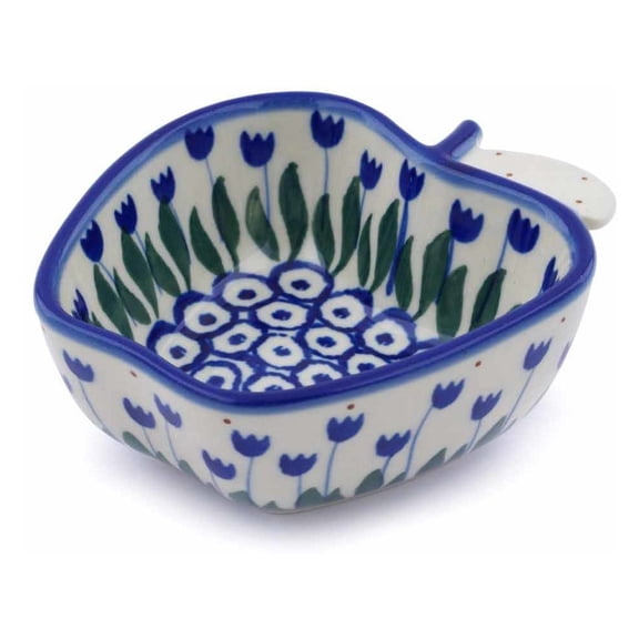 Polish Pottery Bowl 4-inch Polmedia Water Tulip Theme Hand Painted in Boleslawiec, Poland   Certificate of Authenticity