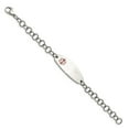 thumbnail image 2 of Stainless Steel Bracelet Medical Link, Other Women's mm 7.25 in Chisel Polished with Red Enamel ID Open Link, 2 of 6