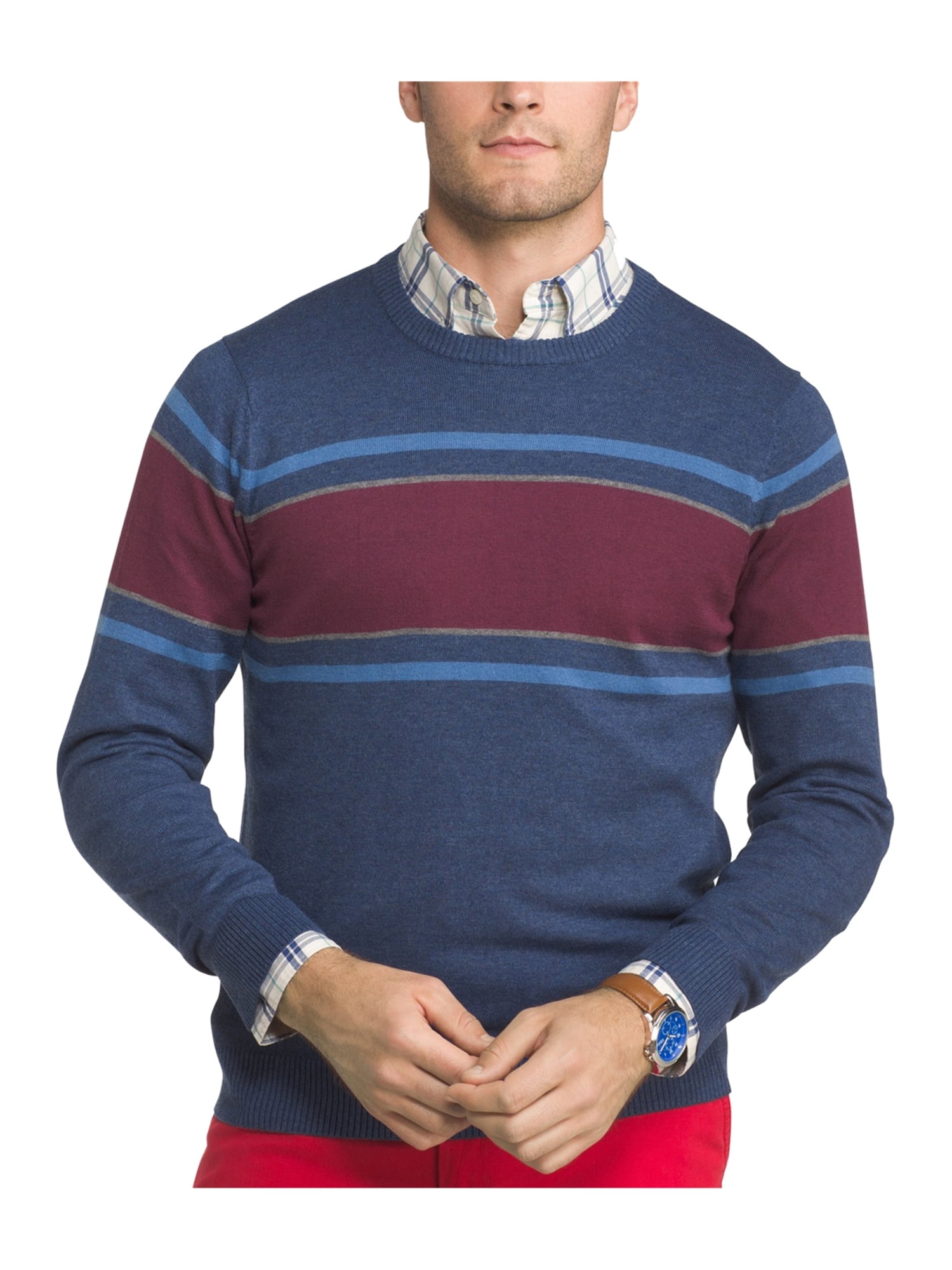 IZOD Mens Striped Knit Sweater easteblu 2XL | Walmart Canada