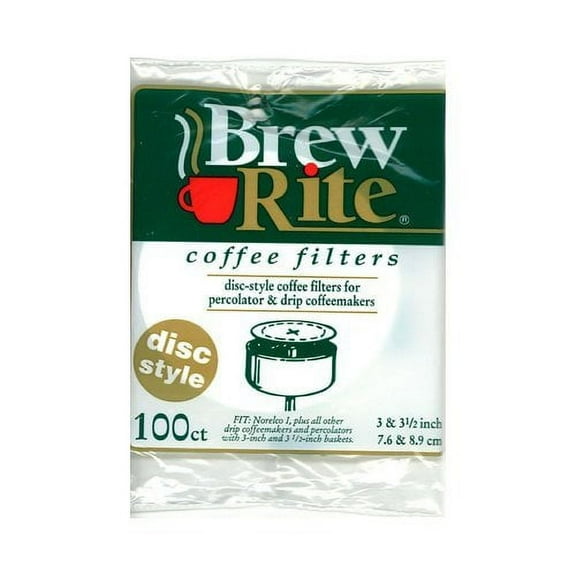 Brew Rite 100 Count Disc Style Coffee Filters. 3 and 3.5 Inch for Perculators and Drip Coffee Makers.